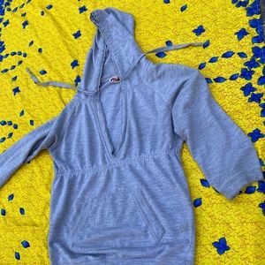 🗞 Grey Deep V Neck Hooded Sweater 🗞